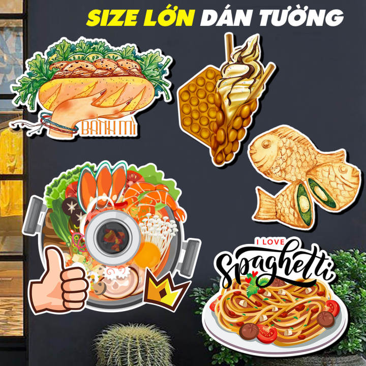 Decal Dán Hình Món Ăn, Lẩu, Bánh Mì, Bánh Cá, Mì Ý - Hình dán Khổ Lớn ...