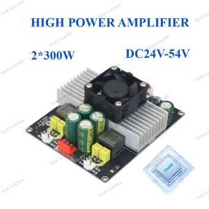 Power Amplifier Class D Dual Channel Stereo 2x300W DC 24-54V