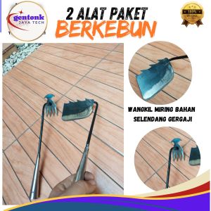 Paket subsidi ! Satu set 2 alat berkebun wangkil miring dan alat pencabut rumput liar dihalaman