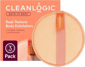 Máy chà lưng tẩy tế bào chết Cleanlogic dụng cụ tẩy tế bào chết hình tròn hai mặt giúp da mịn màng sạch sẽ dùng trong quy trình chăm sóc da hàng ngày gói 3 chiếc tiết kiệm.