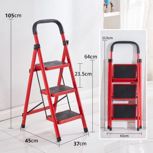 Steel 3-6 Step Folding Ladder 400kg Heavy‑Duty Anti‑Slip Hagdan Space‑Saving Herringbone