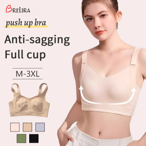『Brelira』Wireless Seamless Bra Full Cup Minimizer Anti Sagging Wide Shoulder Strap High Support U Back Underwear