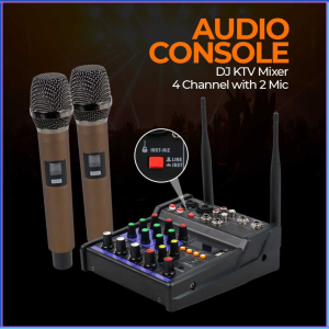 PENGIRIMAN CEPAT TKL Audio Console Karaoke DJ KTV Mixer 4 Channel with 2 Microphone TKR2 / mikrofon karaoke suara jernih salon aktif / mic mik karaoke suara jernih dewasa tanpa kabel penyanyi lengkap dengan mixer wireless