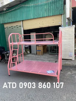 Giường 2 tầng trẻ em 1m2 lệch màu hồng xinh như ảnh 100%