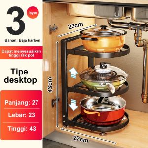 Rak Panci Susun Rak Panci Multi Fungsi Rak Rak Dapur Stainless Steel 5 Tingkat