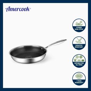 Amercook Aristo 28cm Honeycomb Stainless Steel Non-Stick Wok – Induction Ready Scratch Resistant Durable