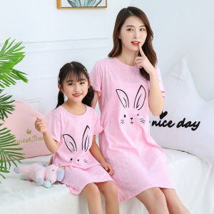 New Girls   Mom Parent-Child Skirt   Multicolor Printed Cotton Sleeping Dress   Mother-Daughter Parent-Child Nightdress