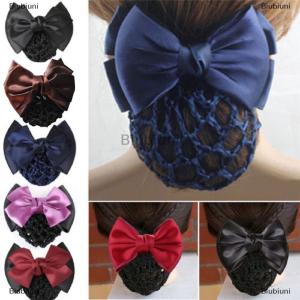[COD] Biubiuni Bow barrette phụ nữ tóc Clip Bìa Bowknot Bun snood Phụ kiện tóc phụ nữ mới