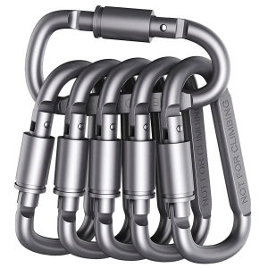 Strong Carabiner Clip Camping Hiking Outdoor Activities Cycling Hook Water Bottle Backpack Hanging Buckle Aluminum Alloy Heavy Duty D Shape Screw Lock Key Chain