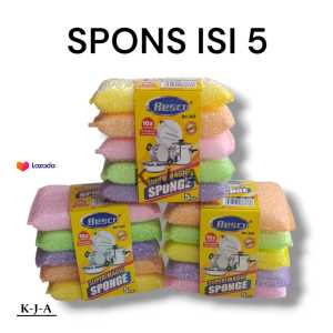 (PALING MURAH) SPONS CUCI PIRING -SPON BANTAL-PAKET 5 PCS SPON CUCI PIRING Warna Warni spons untuk cuci piring