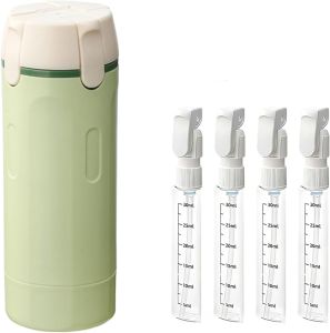 4 in 1 Travel Dispenser Set with 4 Pack 30ML Leak Proof Bottles for Toiletries Portable Containers for Shampoo Lotion Conditioner Cream (Green)