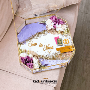 Terarium Resin Full Glass 30cm Simbolis Mahar Hantaran Seserahan Pernikahan Custom Warna