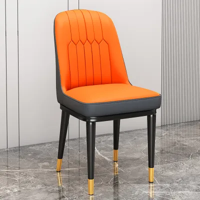 JIAJU Dining Chair Home Leisure Chair Leather Makeup Chair Waterproof Leather Titanium Legs Modern Nordic Style Easy To Clean Thickened Seat Cushion
