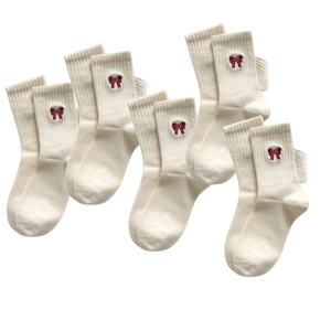 Burgundy Mid Stripe Color Clash Stockings Womens Bow Socks Womens Color Clash Stripe Stockings