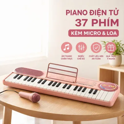 BERMA BABY đàn piano điện tử 37 phím keyboard trẻ em micro loa nhạc cụ học đàn quà sinh nhật phát triển tư duy