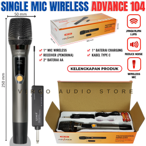 Advance Mic-104 Mic Profesional Uhf Wireless Microphone | Mic Wireless Advance Mic 104 Original Microphone Vocal Original Usb And Jack Tanpa Kabel Suara Jernih - Vas