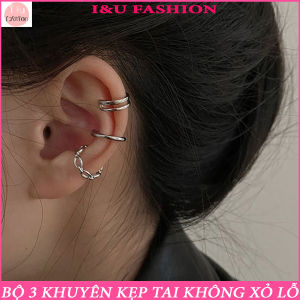 Bộ Combo 3 Chiếc Khuyên Tai Tròn Kẹp Vành Tai Không Cần Xỏ Lỗ Cá Tính Thời Trang Set Phụ Kiện Phong Cách Retro Đơn Giản Không Dị Ứng Khí Chất KT-172