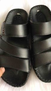 Dép 3 quai da bò cao cấp da bò THÀNH ĐẠT Dép qiau ngang màu nâu đen TD2987