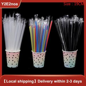 【Y2E2noa】 100Pc Clear Individually Wrapped Drinking Pp Straws Drinks Straws Party Supplies