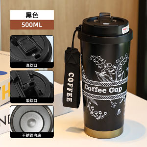 แก้วน้ำ 550ml แก้วน้ำสแตนเลส แก้วกาแฟ แก้ว พร้อมฝาปิด