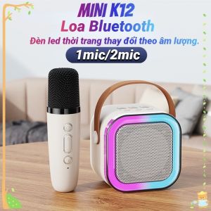 ( SALE 50% ) Loa Bluetooth Loa Karaoke Mini K12 Sạc Pin Không Dây Âm Thanh Hay Bass Chuẩn Tặng Kèm 2 Míc Hát Bảo Hành Lỗi 1 Đổi 1
