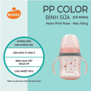 Bình sữa cổ rộng PP Color Wesser có tay cầm cho bé 180ml 260ml
