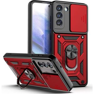 For Samsung Galaxy S21 FE S21FE S20 FE S20FE 4G 5G S21 S22 Ultra Plus 5G Phone Case Camera Slide Door Full Protection Cover Hard Shockproof Casing Metal Ring Holder Case