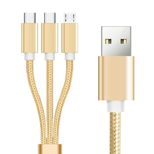 Multi Charging Cable USB C Splitter Cable 3 in 1 Fast Charging Cord with 2 Type C 1 MicroUSB Male Port for Phones Tablet
