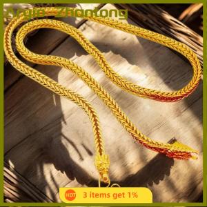 Aryio Alloy Gold Plated Dragon Head Fox Tail Necklace 6mm Imitation Gold Personalized Square Fox Tail Necklace Neck Chain