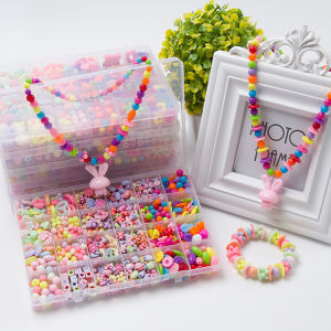 1 Set Anak-anak Gadis DIY Gelang Manik-manik 24 Kompartemen Seni Kerajinan Perhiasan Membuat Kotak