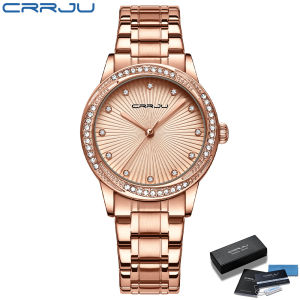CRRJU Women Watch Fashion Quartz Movement Bracelet Stainless Steel Ladies Wristwatch Clock 2198