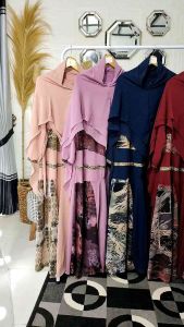 02 Gamis Syari Ceruty | Gamis Syari Busui | Gamis Set Khimar Ceruty Terbaru