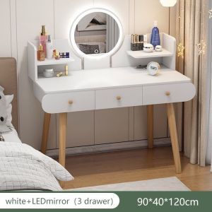 Dressing table (with chair) bedroom modern simple small apartment rental house storage cabinet integrated with sliding mirror dressing table
