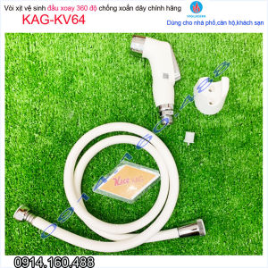 Vòi xịt vệ sinh Viglacera KAG-KV64 xoay 360 độ chống xoắn dây và vòi rửa chịu áp lực mạnh chung cư nhà cao tầng siêu bền sử dụng tốt