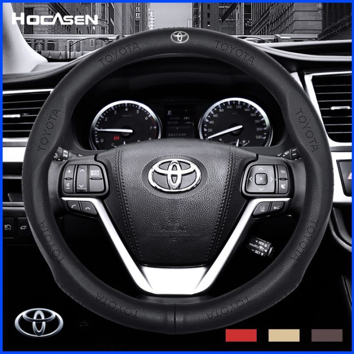 No Smell Thin All Model For Toyota Cow Leather Steering Wheel Cover