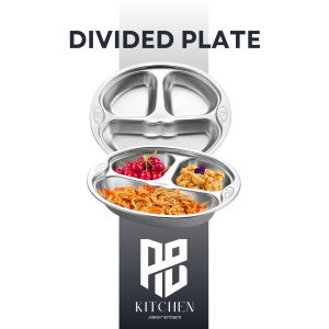 [AB Kitchen] Stainless Steel Divided Plate Meal Tray Sections Diet Portion Control Tray