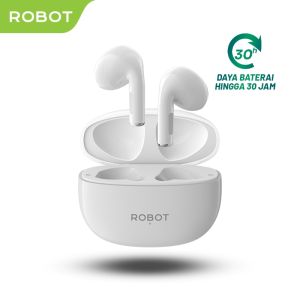 ROBOT TWS Flybuds T10S Semi In Ear Wireless Earbuds Bluetooth 5.3 IPX4 Waterproof Tahan Lama dan Ergonomic Garansi 1 Tahun