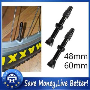【Local delivery】 2PCS Bicycle Tubeless Tire Presta Valve 60mm/48mm Brass Stem Brass Core for Mountain Road Bikes W/ Cap & Tool Tubeless-Tire-Valve-Black-60MM