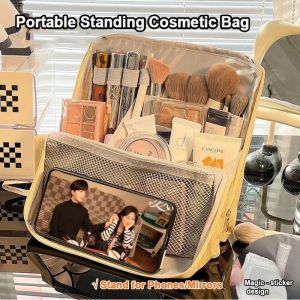 Makeup Storage Bag Portable Standing Cosmetic Bag Travel Storage Box for Beauty Essentials