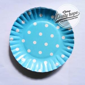 piring kue polkadot biru/ paper plate polkadot/piring kertas polkadot