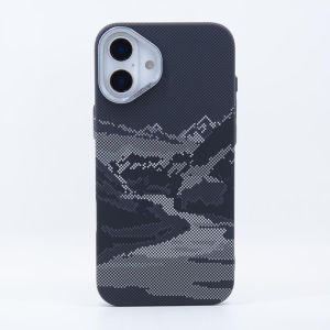 River Relief Magnetic Case Shell for iPhone 16 17 Pro Max Carbon Color Hard PC Magnets Phone Cover Camera Lens Protector Coque