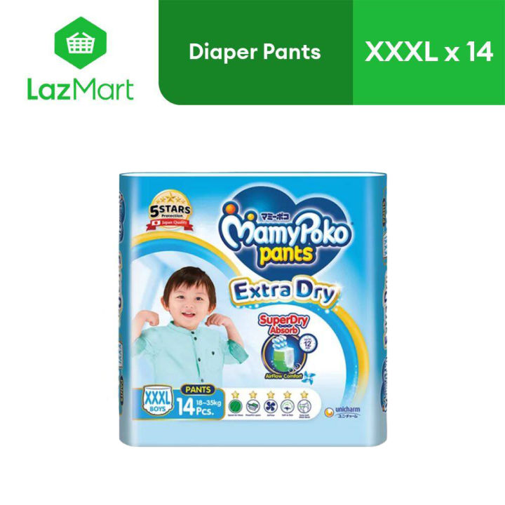 MamyPoko Extra Dry Baby Diaper Pants for Boy XXXL (14 pcs) for 15-25 kg  Lazada PH