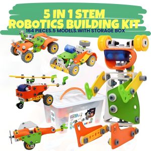 5-in-1 Vehicle Robot Building STEM Set For Kids That Love to Build Creative Construction Stem Learning Engineering Gift Set