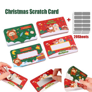 20PCS Christmas Scratch Card Cartoon DIY Reward Sticker Kids Christmas Gift For Xmas Lucky Draw