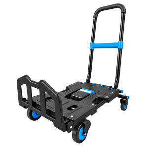 GOLDLION 2-In-1 Foldable Trolley | 4 Wheel & 2 Wheel Flatbed Hand Truck | Red & Blue