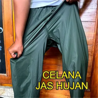 Celana jas hujan bahan pvc 0.25 sealing pres Anti sobek dan rembes