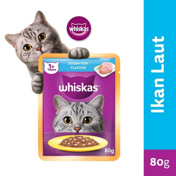 Whiskas Wet Pouch Saset 80gr- kitten/ junior tuna/ mackerel, ocean  fish,salmon, white fish, saba Lazada Indonesia