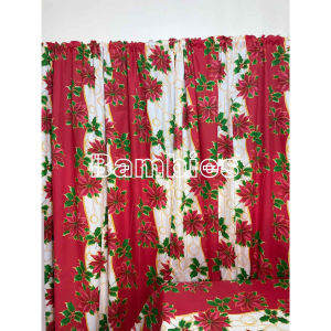 RED EVE CHRISTMAS DESIGN WINDOW/DOOR CURTAIN/KITCHENSINK/LABABO CURTAIN tela po eto