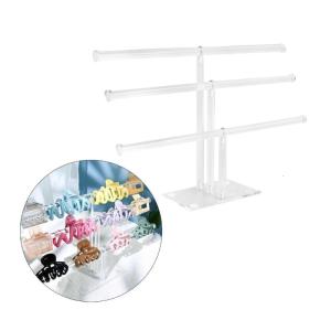 Clear Claw Clip Holder Three Layer Acrylic Hair Accessory Organizer Display Stand for Home and Commercial Use