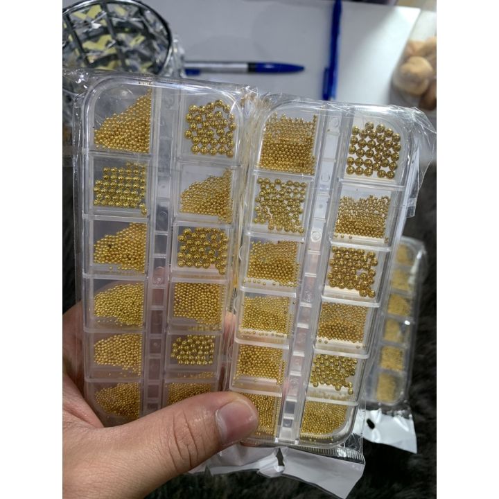 Khay Sét Bi Mix Size Bi Úc, Set Bi Vàng Trang Trí ,Phụ Kiện Nail , Móng ...